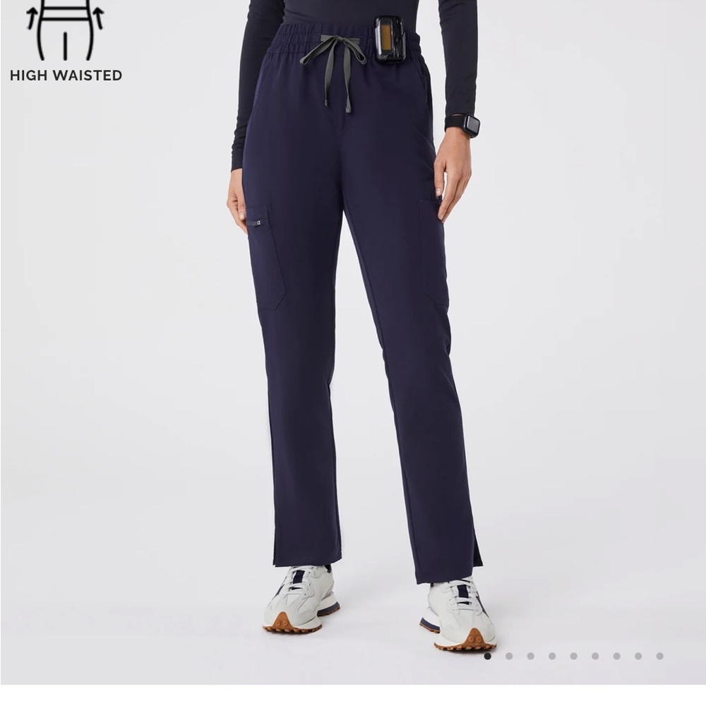 High-Waisted Navy Pants